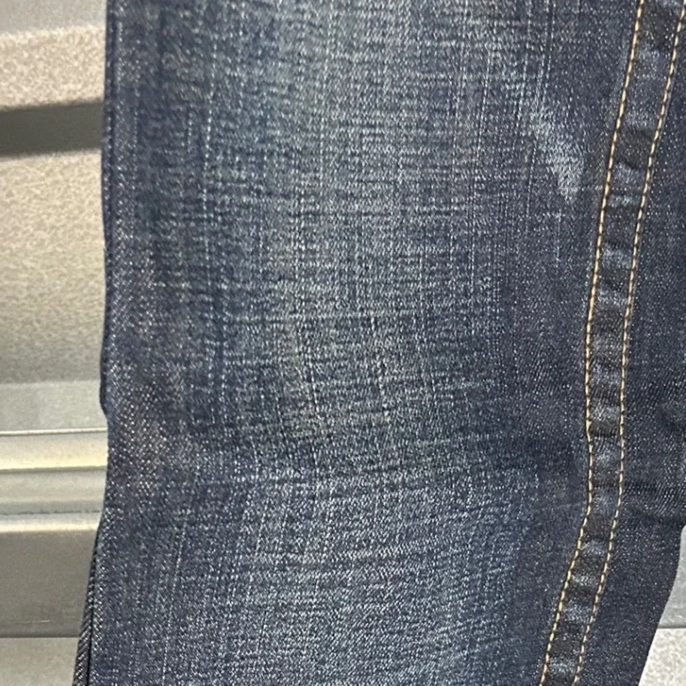 True Religion Geno Jeans Mens 30 Blue Relaxed Slim Dark Wash Raw Hem Streetwear